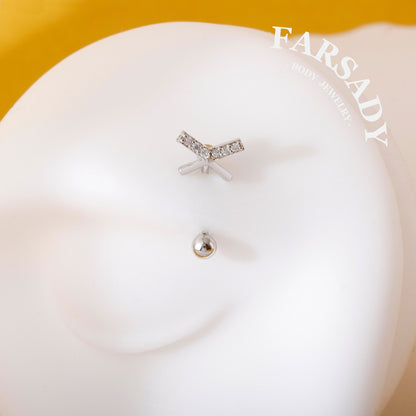 Cross Star Trace - 316L Clear CZ Curved Barbell / Fits 16G Rook Daith Earring Lip Eyebrow Cartilage Piercing