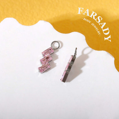 Zigzag Glacier Crystal - F136 Titanium Colorful CZ Dangle Charm / Interchangeable Hoop Earring Pendant for Helix Daith Cartilage Piercing