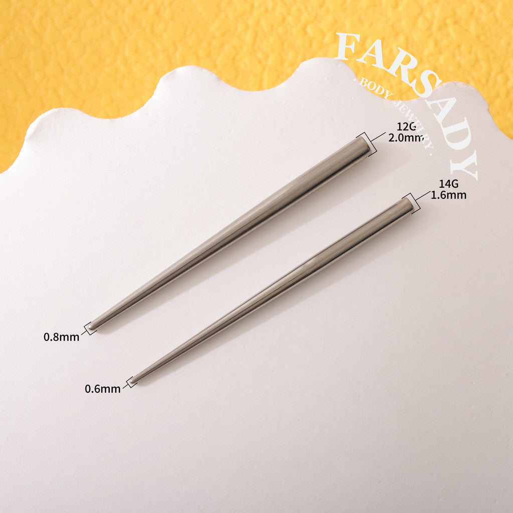F136 Titanium Straight Insertion Taper - 12G 14G Piercing Guide Pin for Threaded Ear Stud Belly Button Ring Barbell