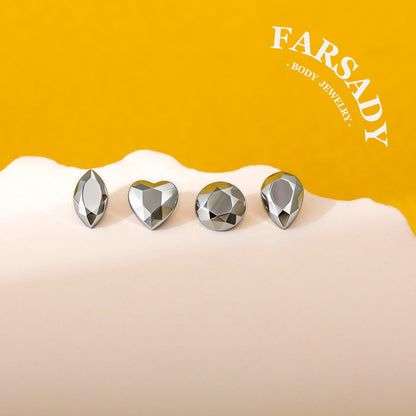 Sharp Cut Metal - F136 Titanium Replacement Tops / Fits Internal Thread Ear Studs