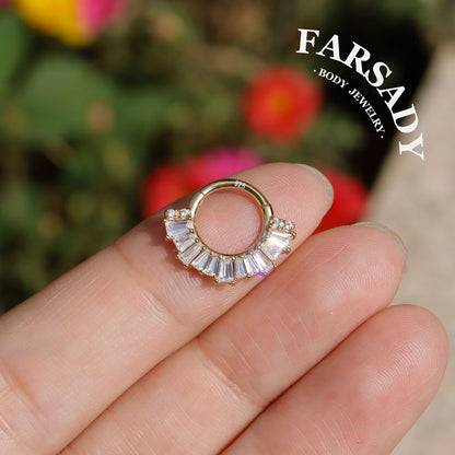 Allround Radiance - Sterling Silver Hinged Clicker Hoop / Fits 16G Septum Ring Helix Conch Daith Earring