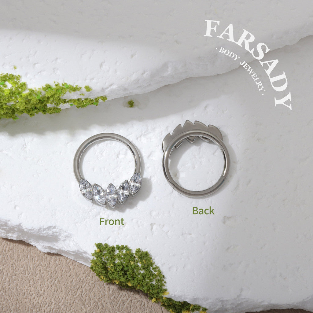 Lunar Crest - F136 Titanium Hinged Clicker Hoop / Fits 16G Septum Ring Helix Conch Cartilage Earring
