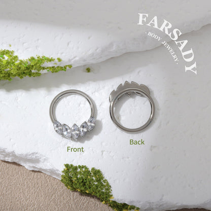 Lunar Crest - F136 Titanium Hinged Clicker Hoop / Fits 16G Septum Ring Helix Conch Cartilage Earring