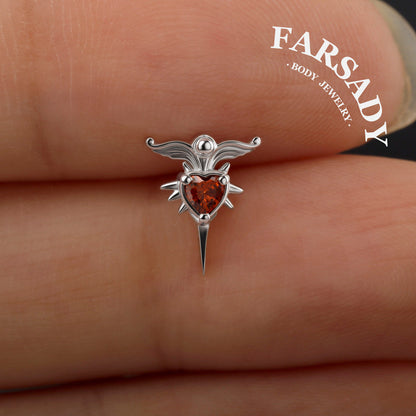 Scarlet Wingthor - 925 Silver Threadless Stud / Fits Cartilage Helix Tragus Lobe Nostril Piercing