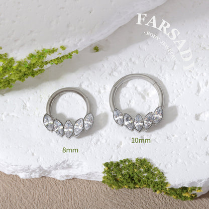 Lunar Crest - F136 Titanium Hinged Clicker Hoop / Fits 16G Septum Ring Helix Conch Cartilage Earring