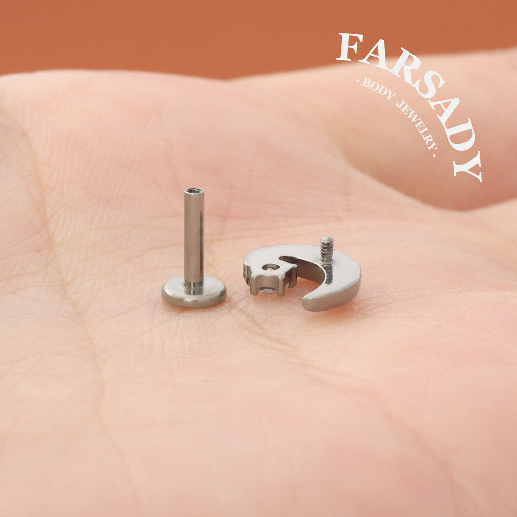 Lunar Spark - F136 Titanium Internally Threaded Stud / Fits Cartilage Helix Tragus Lobe Nostril Piercing