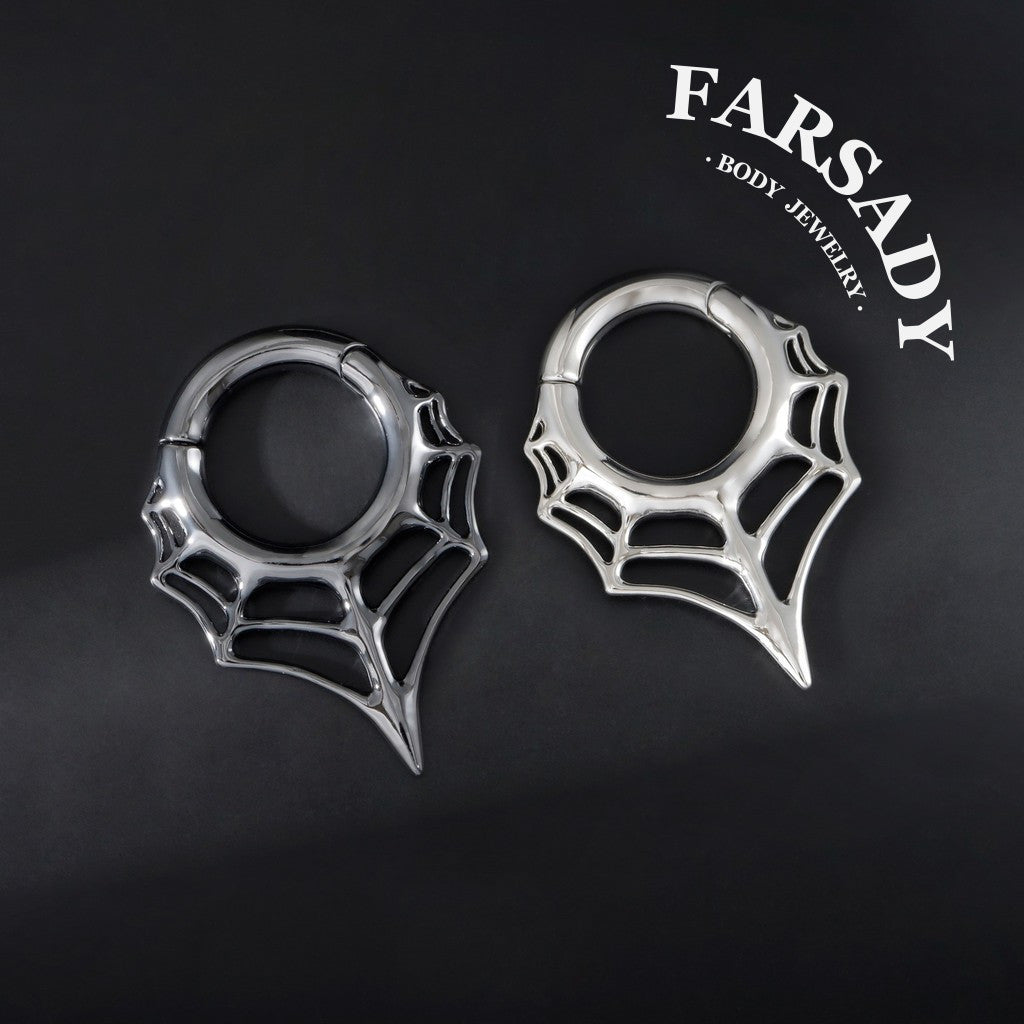 Spiderweb Ear Weights Hoop 5mm Stretched Ear 4 Gauges Earring Plugs Heavy Ear Weights Hanger Easy Clasp Gothic Ear Tunnels Lobe Stretching Body Jewelry