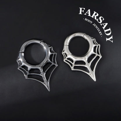 Spiderweb Ear Weights Hoop 5mm Stretched Ear 4 Gauges Earring Plugs Heavy Ear Weights Hanger Easy Clasp Gothic Ear Tunnels Lobe Stretching Body Jewelry
