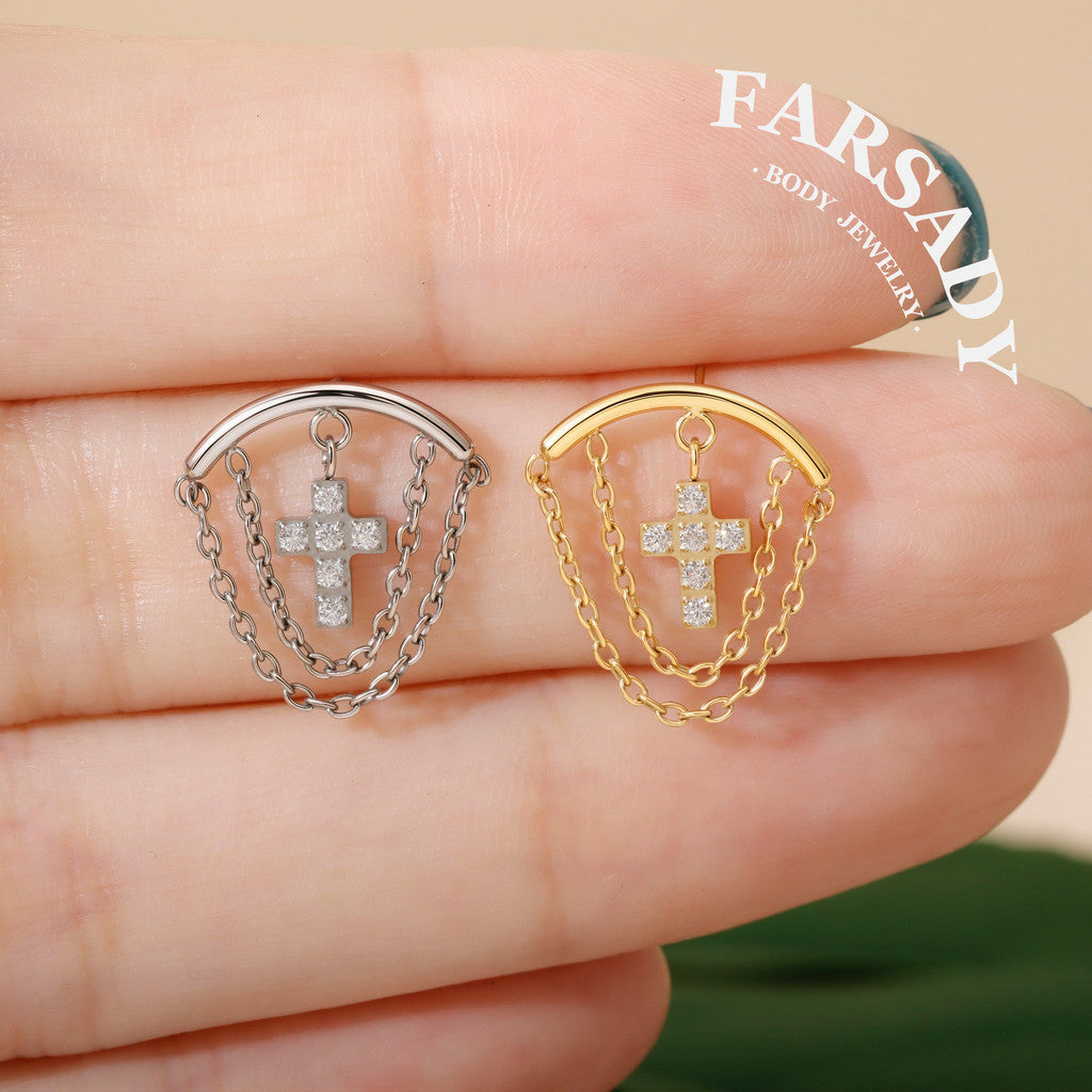 Golden Halo - F136 Titanium Threadless Stud / Fits Cartilage Helix Tragus Lobe Earring