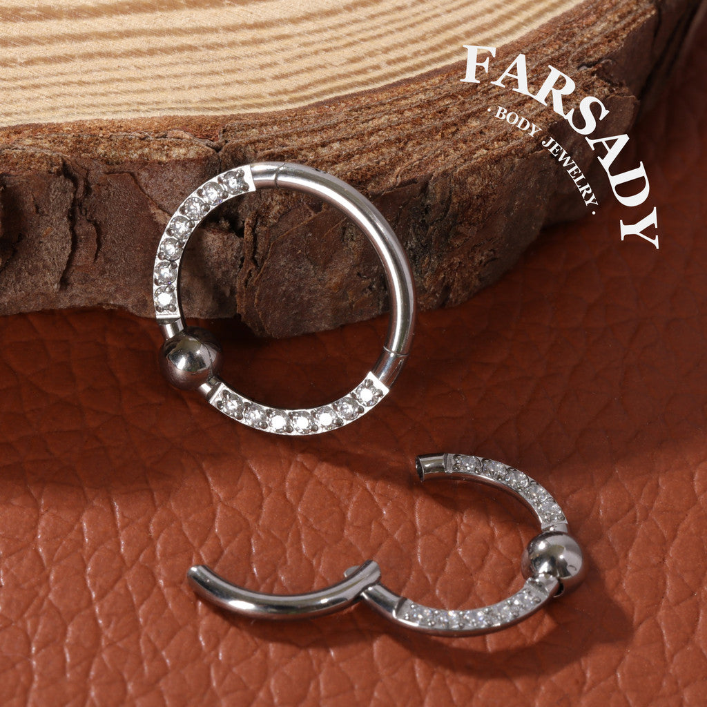 Bead Radiance - F136 Titanium Hinged Clicker Hoop / Fits 16G Septum Ring Helix Conch Cartilage Earring