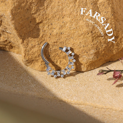 Ray Wreath - F136 Titanium Hinged Clicker Hoop / Fits 16G Septum Ring Helix Conch Cartilage Earring