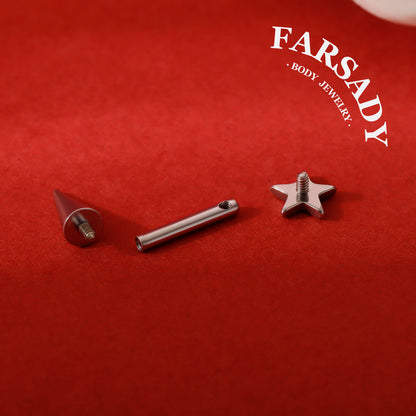 Star Spike - F136 Titanium Internally Threaded Stud / Fits Vertical Helix Hidden Rook Earring