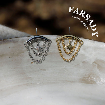 Captive Polaris - Sterling Silver Push In Stud / Fits Vertical Helix  Hidden Rook Piercing Jewelry
