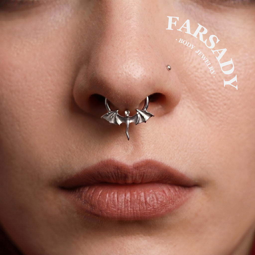 16G Titanium Romantasy Dragon Septum Nose Ring/ Implant Grade Titanium Daith Piercing Jewelry/ 16G Helix Tragus Conch Cartilage Hoop Earring