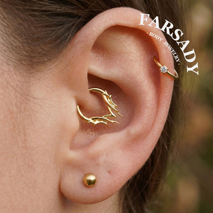 16G Sterling Silver Thron Septum Ring in Sterling Silver, Own Design Daith Hoop Earring, Minimalist Hinged Septum Jewelry, 1.2*8mm Helix Conch Lobe Tragus Ring