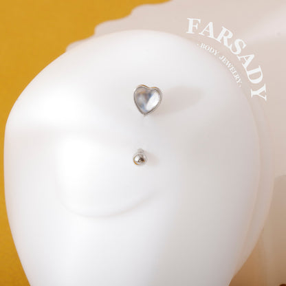 Moonlight Heart - 316L Clear CZ Curved Barbell / Fits 16G Rook Daith Earring Lip Eyebrow Cartilage Piercing