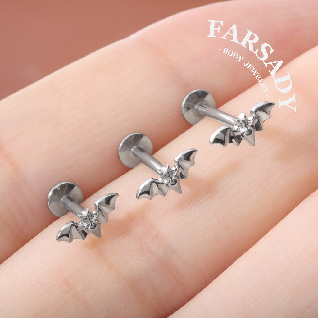 Nocturne Wing - F136 Titanium Internally Threaded Stud / Fits Cartilage Helix Tragus Lobe Nostril Piercing