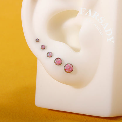 Gradient Color Opal - F136 Titanium Colorful Opal Replacement Tops / Fits Threadless Ear Studs