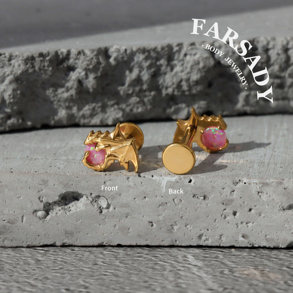 Rose Orb Dragon - F136 Titanium Internally Threaded Stud / Fits Cartilage Helix Tragus Lobe Nostril Piercing