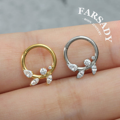 Branch Inspired - ASTM F136 Titanium Hinged Clicker Hoop / Fits 16G Septum Ring Helix Conch Cartilage Earring
