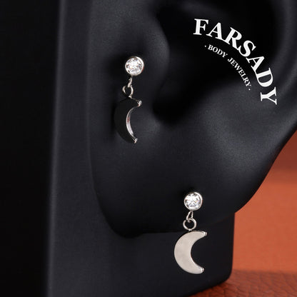 Moon Whisper - F136 Titanium Internally Threaded Stud / Fits Cartilage Helix Tragus Lobe Piercing
