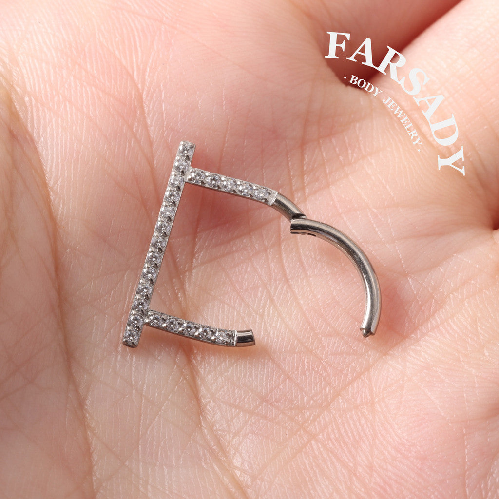 Titanium Implant Grade Septum Ring, Hinged Septum Hoop, 16G Septum Piercing Jewelry, U-shaped Septum Clicker, CZ Septum Hoop 8mm 10mm