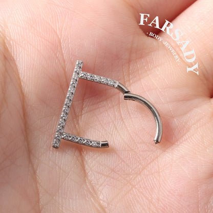 Titanium Implant Grade Septum Ring, Hinged Septum Hoop, 16G Septum Piercing Jewelry, U-shaped Septum Clicker, CZ Septum Hoop 8mm 10mm