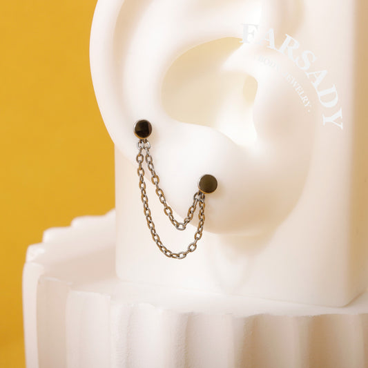 Minimalist Titanium Double Chain Charm for Helix Tragus Conch Earrings | DIY Earring Accessory in Multiple Sizes