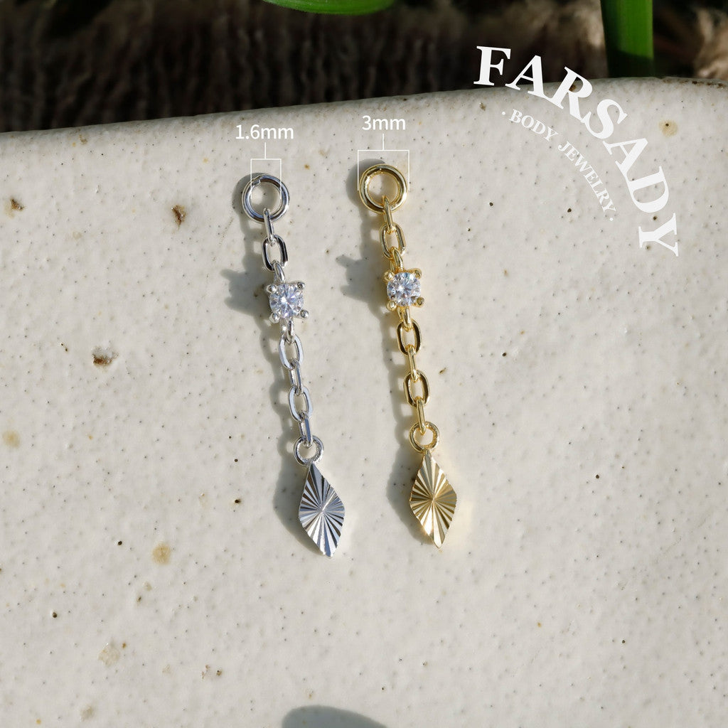 Minimalist CZ Drop Pendant Charm | DIY Chain Dangle Earring Component | 925 Sterling Silver or 18K Gold Plated | Cartilage Piercing Add-On