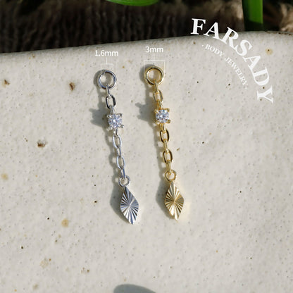 Minimalist CZ Drop Pendant Charm | DIY Chain Dangle Earring Component | 925 Sterling Silver or 18K Gold Plated | Cartilage Piercing Add-On