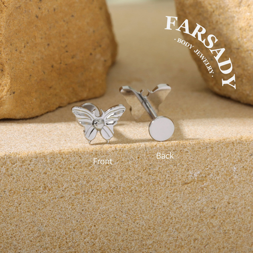 Gilded Moth - F136 Titanium Internally Threaded Stud / Fits Cartilage Helix Tragus Lobe Nostril Piercing