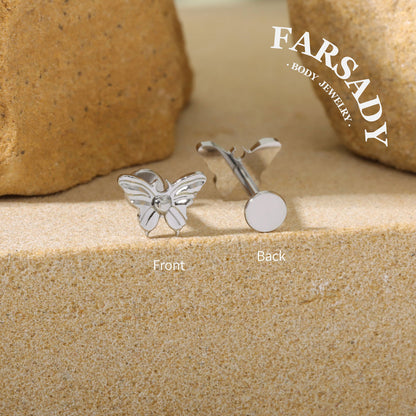 Gilded Moth - F136 Titanium Internally Threaded Stud / Fits Cartilage Helix Tragus Lobe Nostril Piercing