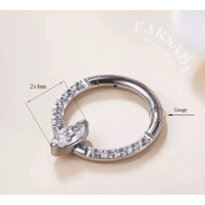 Marquise Arc - ASTM F136 Titanium Hinged Clicker Hoop / Fits 16G Septum Ring Helix Conch Cartilage Earring