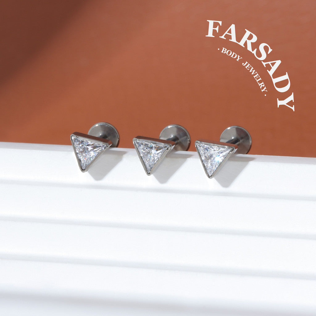 Prism Spark - F136 Titanium Internally Threaded Stud / Fits Cartilage Helix Tragus Lobe Nostril Piercing