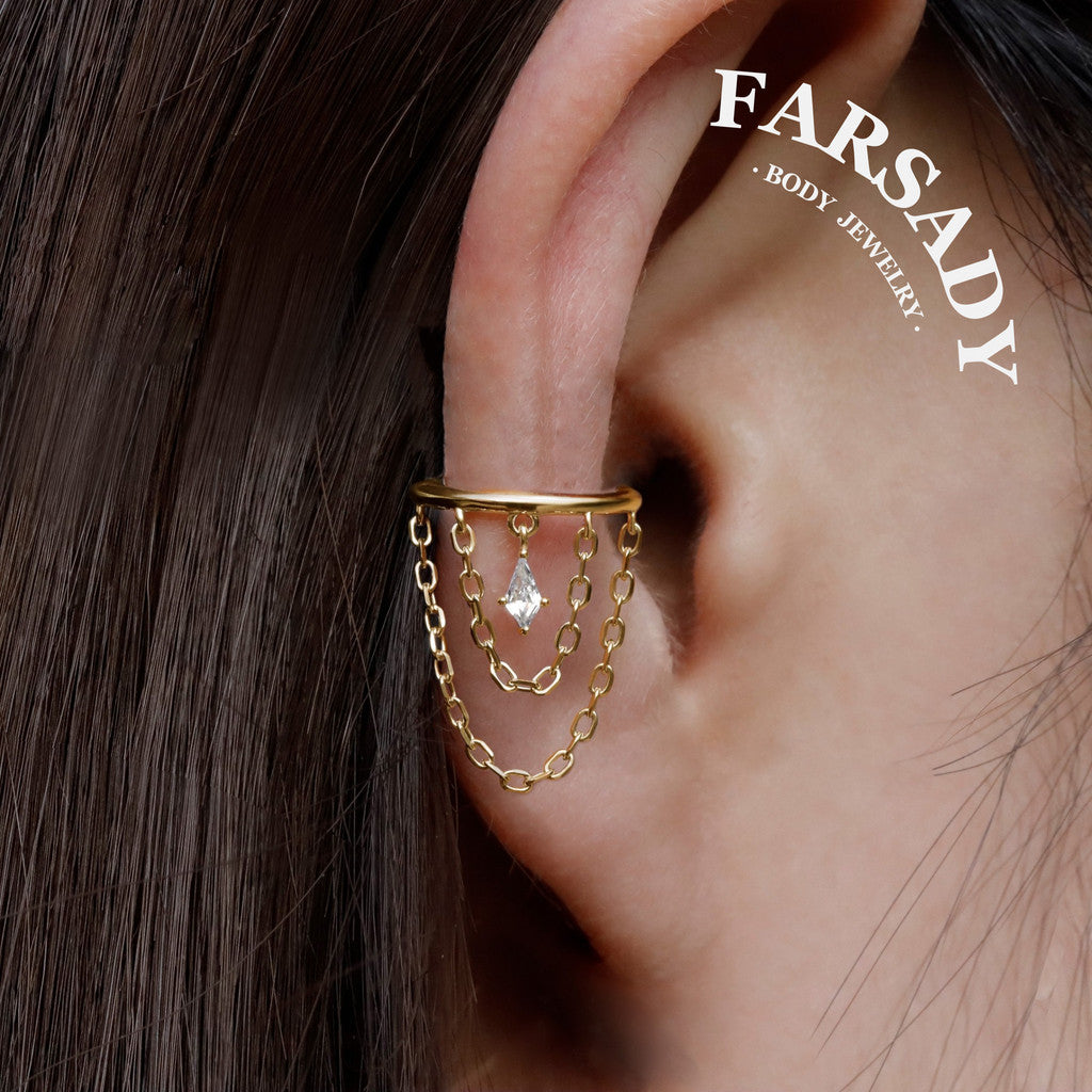Dew Drape - 925 Silver CZ Hinged Clicker Hoop / Fits 16G Helix Conch Earring / , Hypoallergenic Jewelry
