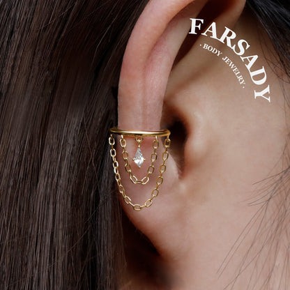 Dew Drape - 925 Silver CZ Hinged Clicker Hoop / Fits 16G Helix Conch Earring / , Hypoallergenic Jewelry