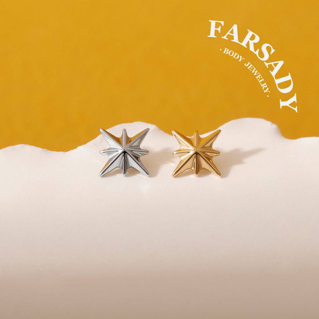 Octagram Lumen - F136 Titanium Replacement Tops / Fits Internal Thread Ear Studs