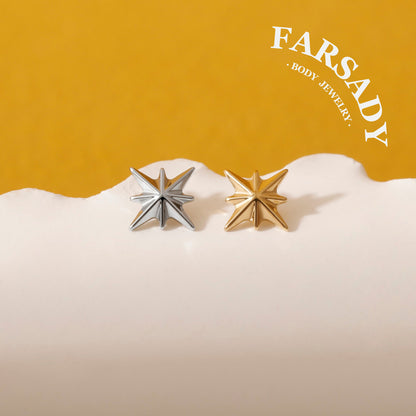 Octagram Lumen - F136 Titanium Replacement Tops / Fits Internal Thread Ear Studs