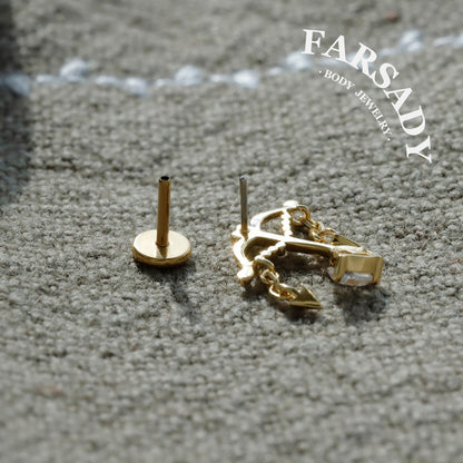 Cupid Bow - 925 Silver Threadless Stud / Fits Cartilage Helix Tragus Lobe Earring