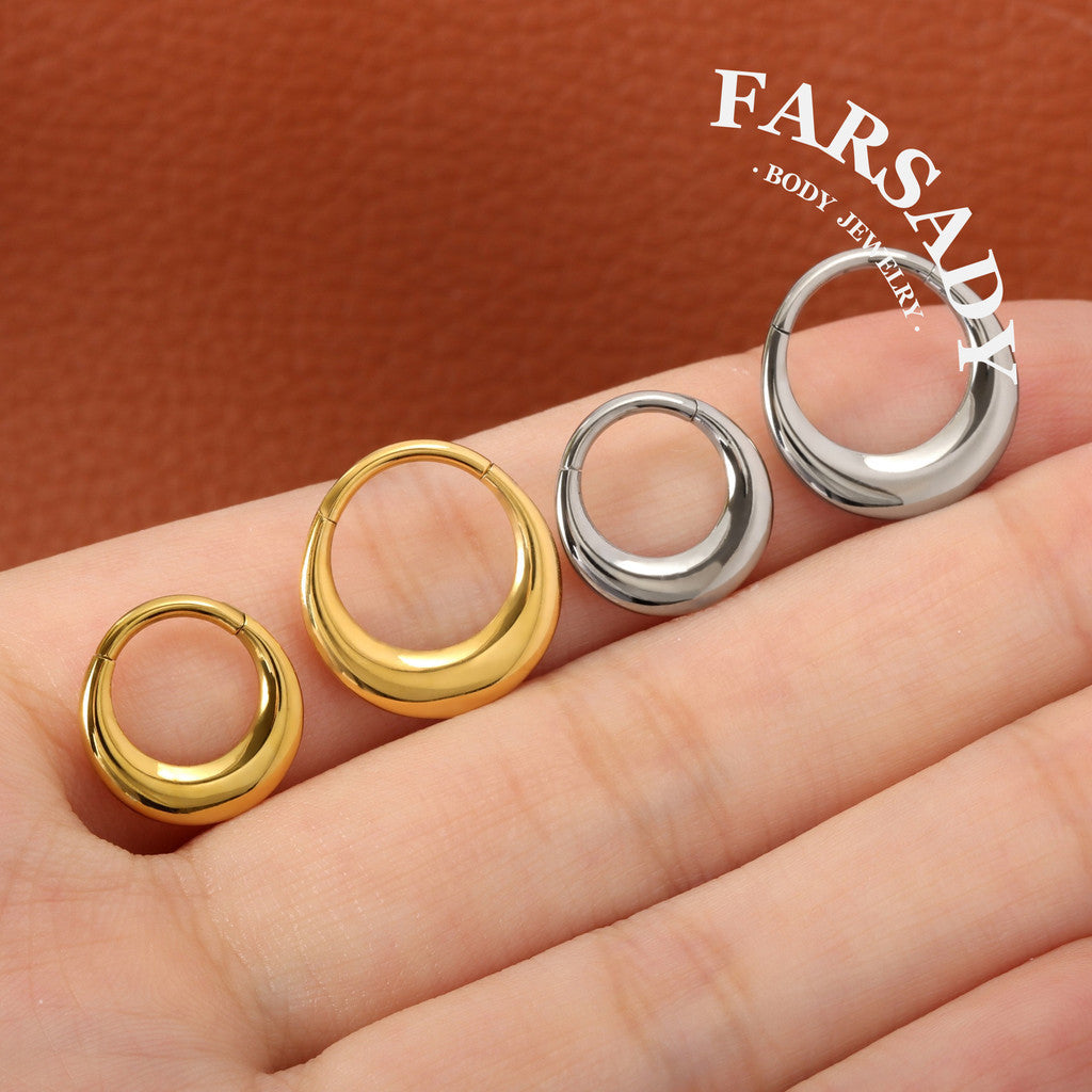 16G Titanium Moon Septum Ring  Hinged Nose Piercing Hoop Daith Helix Earring Daily Wear Accessories Gift Ready for Present Giving