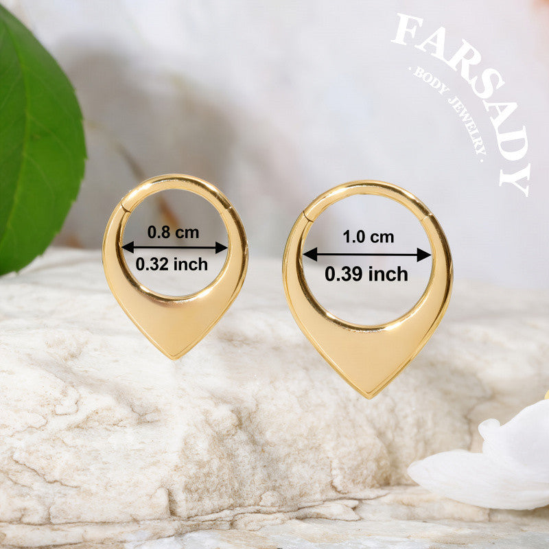 Polished V Shap - ASTM F136 Titanium Hinged Clicker Hoop / Fits 16G Septum Ring Helix Conch Cartilage Earring / Elegant Minimal Piercing, Hypoallergenic Jewelry for Sensitive Skin