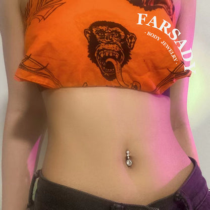 14G Sterling Silver Triple CZ Belly Button Ring - S925 Clear CZ 8mm 10mm 12mm  Navel Body Piercing Jewelry - Non Healed Piercing Friendly Body Jewelry