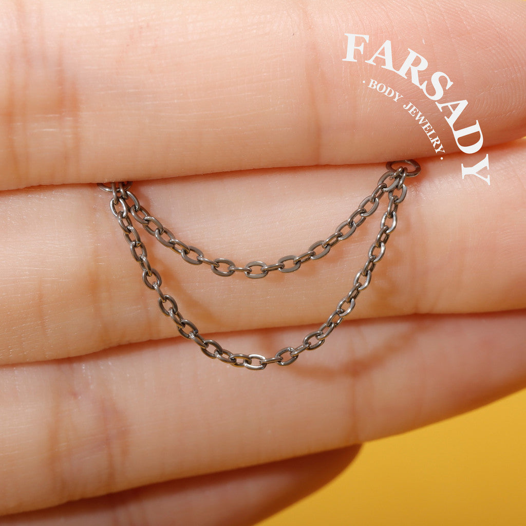 Minimalist Titanium Double Chain Charm for Helix Tragus Conch Earrings | DIY Earring Accessory in Multiple Sizes
