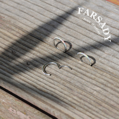 Opal Veil - Hinged Clicker Hoop / Fits 20G Nose Ring Helix Conch Cartilage Earring