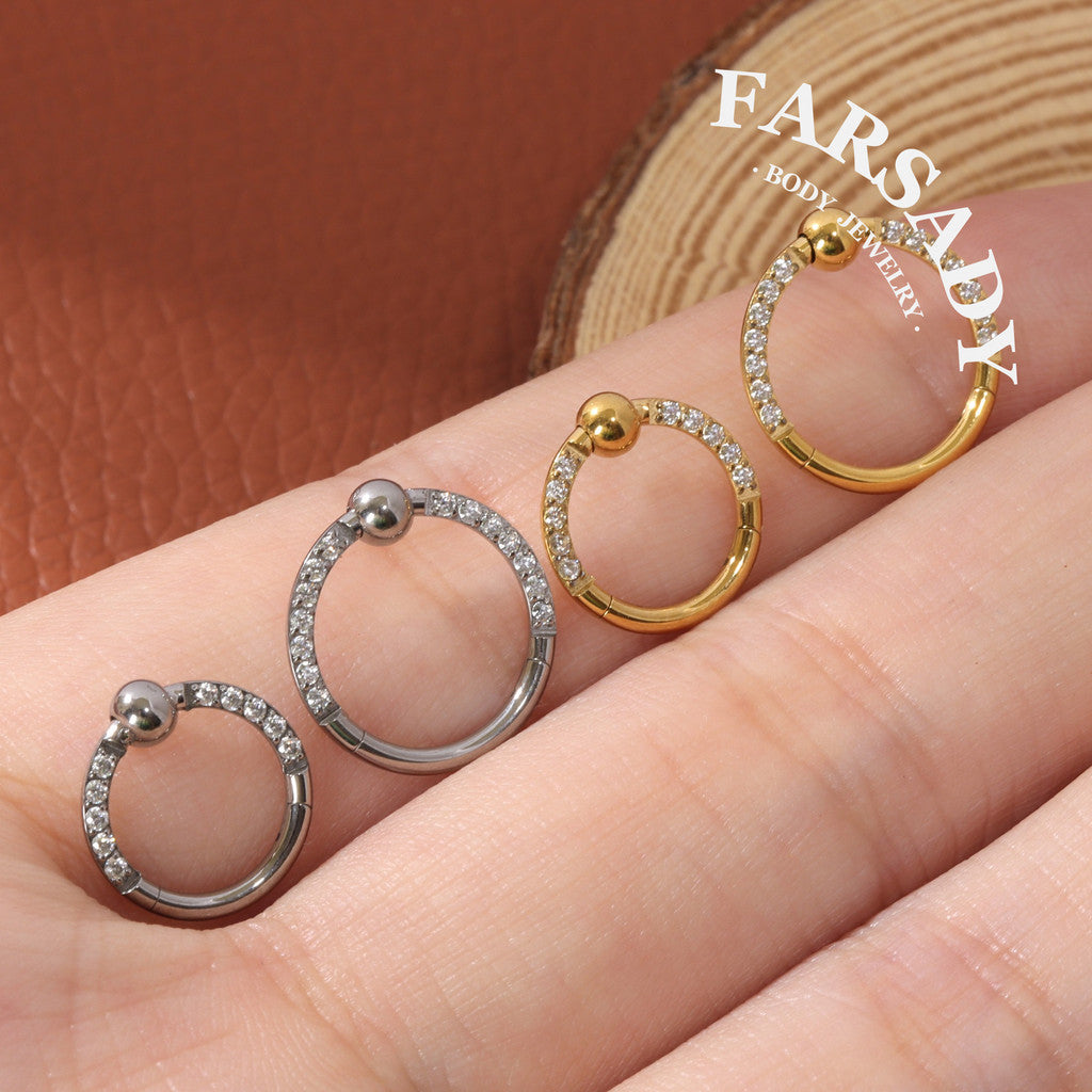 Bead Radiance - F136 Titanium Hinged Clicker Hoop / Fits 16G Septum Ring Helix Conch Cartilage Earring