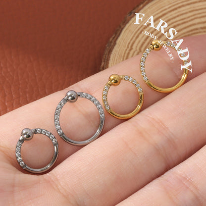 Bead Radiance - F136 Titanium Hinged Clicker Hoop / Fits 16G Septum Ring Helix Conch Cartilage Earring