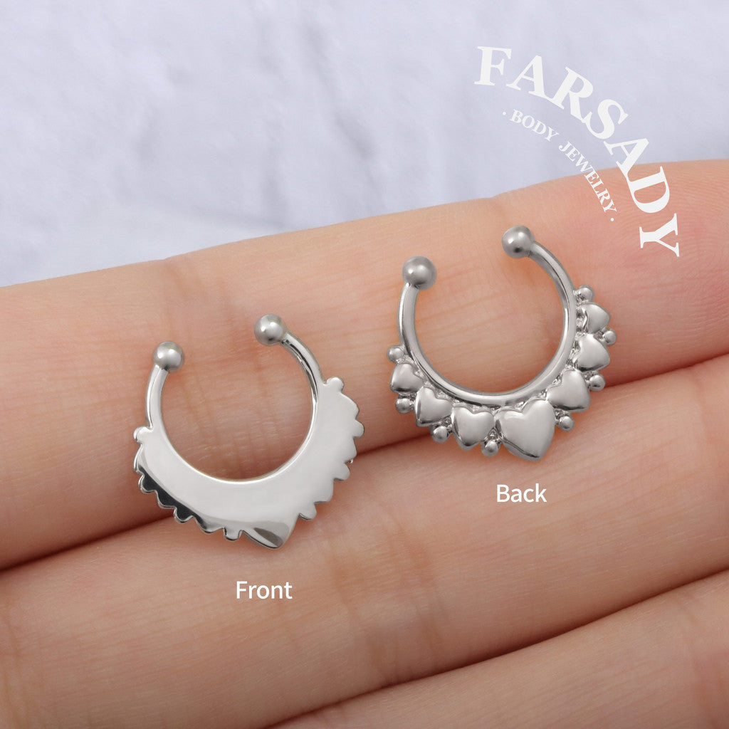 Love Garland - 316L Fake Nose Ring C-Hoop Piercing / Fit Non-Pierced Septum Ring