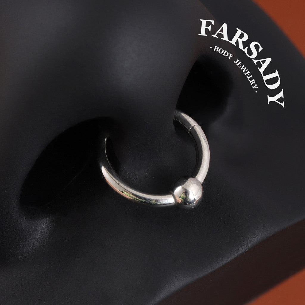 Orb Loop - ASTM F136 Titanium Hinged Clicker Hoop / Fits 16G Septum Ring Helix Conch Cartilage Earring