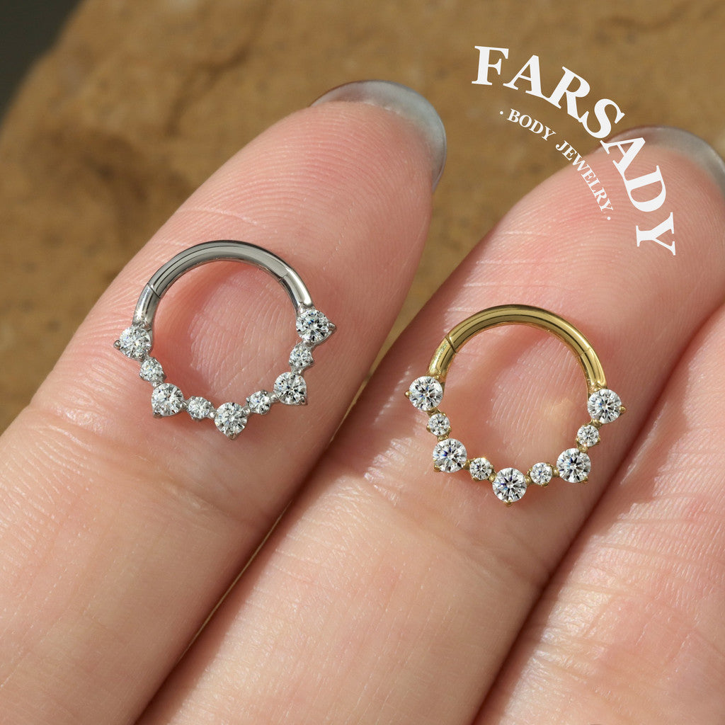Stellar Wreath - F136 Titanium Hinged Clicker Hoop / Fits 16G Septum Ring Helix Conch Cartilage Earring