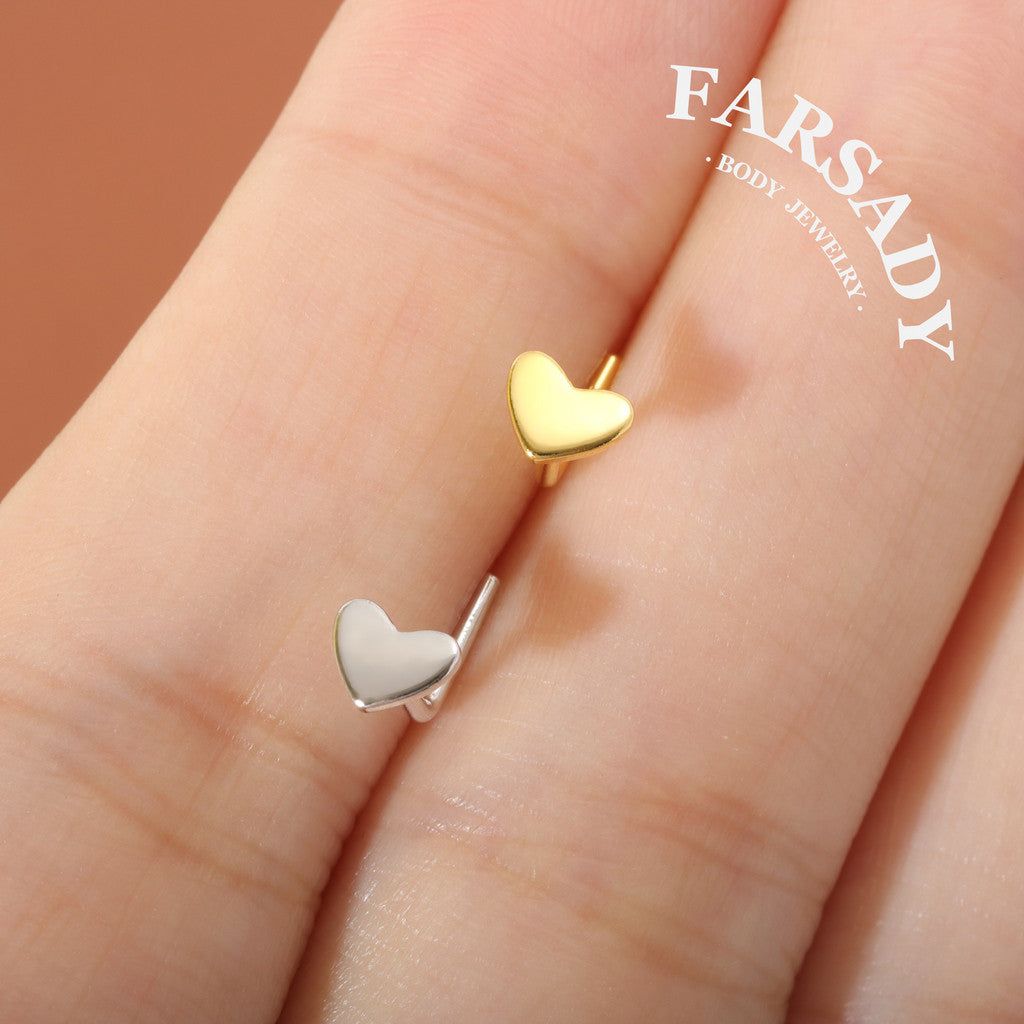 Plain Golden Beat - 925 Silver L-Shape Nose Stud / Fit 18G 20G Nose Ring